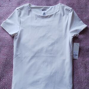 Eileen Fisher Cream Short-Sleeve Crewneck Tee